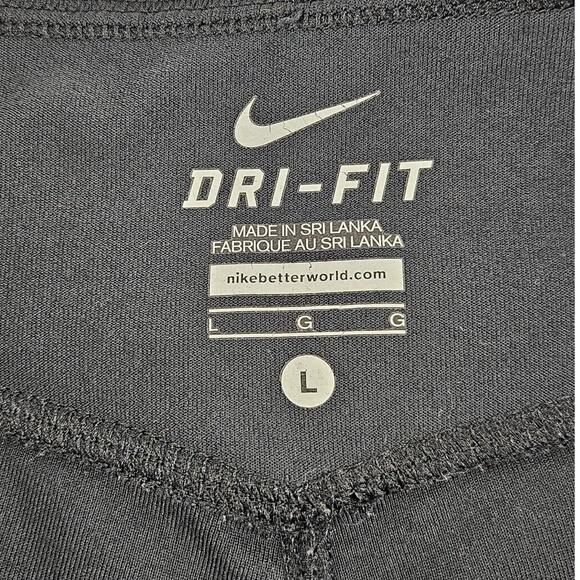NIKE WOMEN'S BLACK DRI-FIT CROPPED LEGGINGS COMPRESSION PANTS - SIZE LARGE - Picture 4 of 9